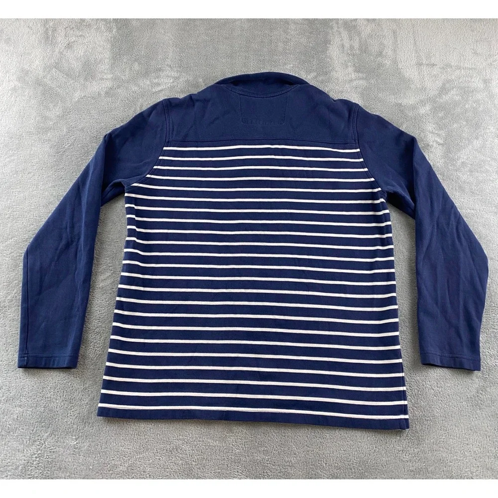 Banana Republic Mens Navy Blue White Striped Quarter Zip Pullover Sweater Large